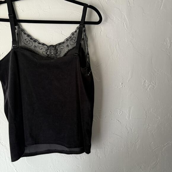 George Tank Top Vintage 90s‎ Set Womens 16W Velvet Mesh Beaded Plus Whimsigoth - Picture 10 of 10